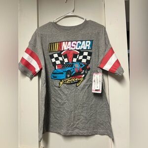 Nascar Gray T-Shirt with Red and White Stripes